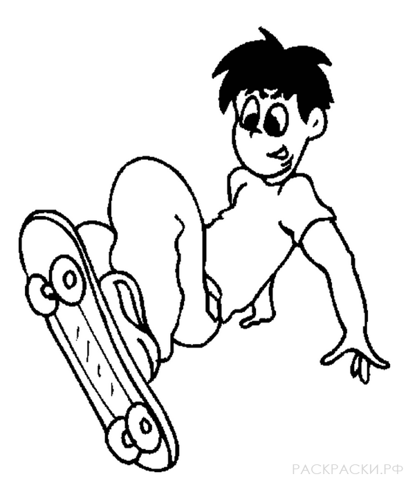 Раскраска для мальчиков Парень на скейтборде