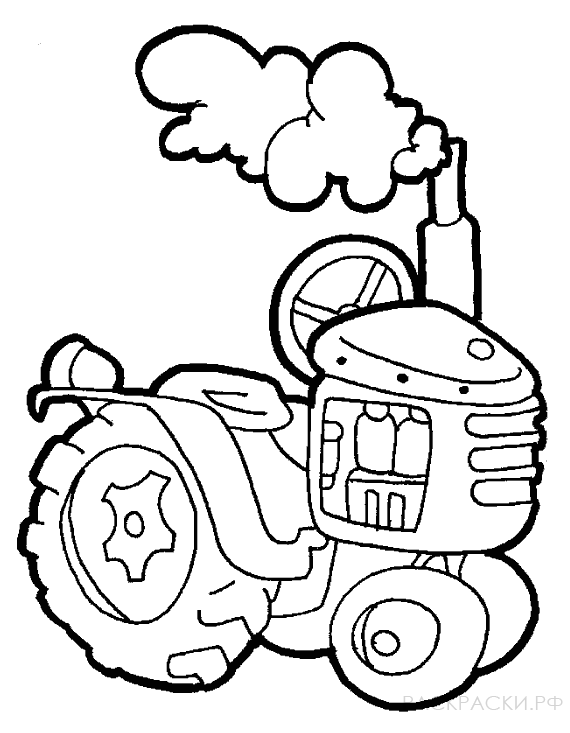 Раскраска Трактор и дым