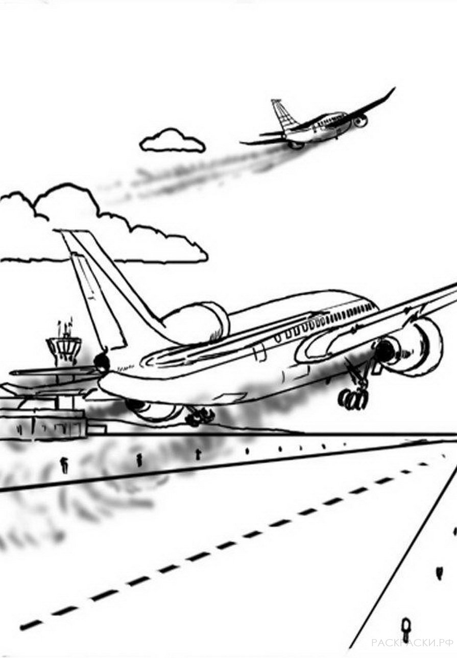 Раскраска Два Взлетающих Самолёта