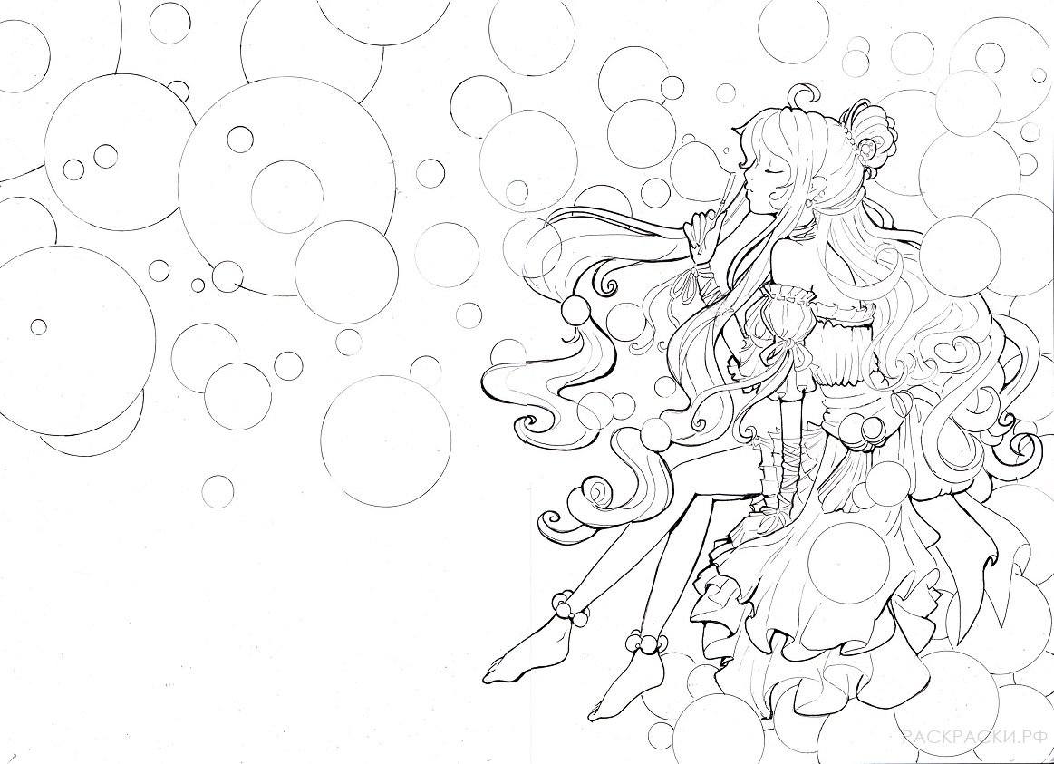 Раскраска Аниме Принцесса мыльных пузырей