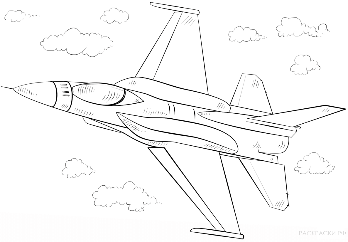 Раскраска Американский Самолёт истребитель F-16