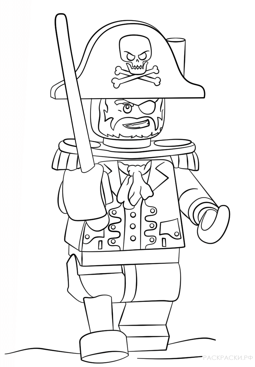 Раскраска Минифигурка пирата из Лего