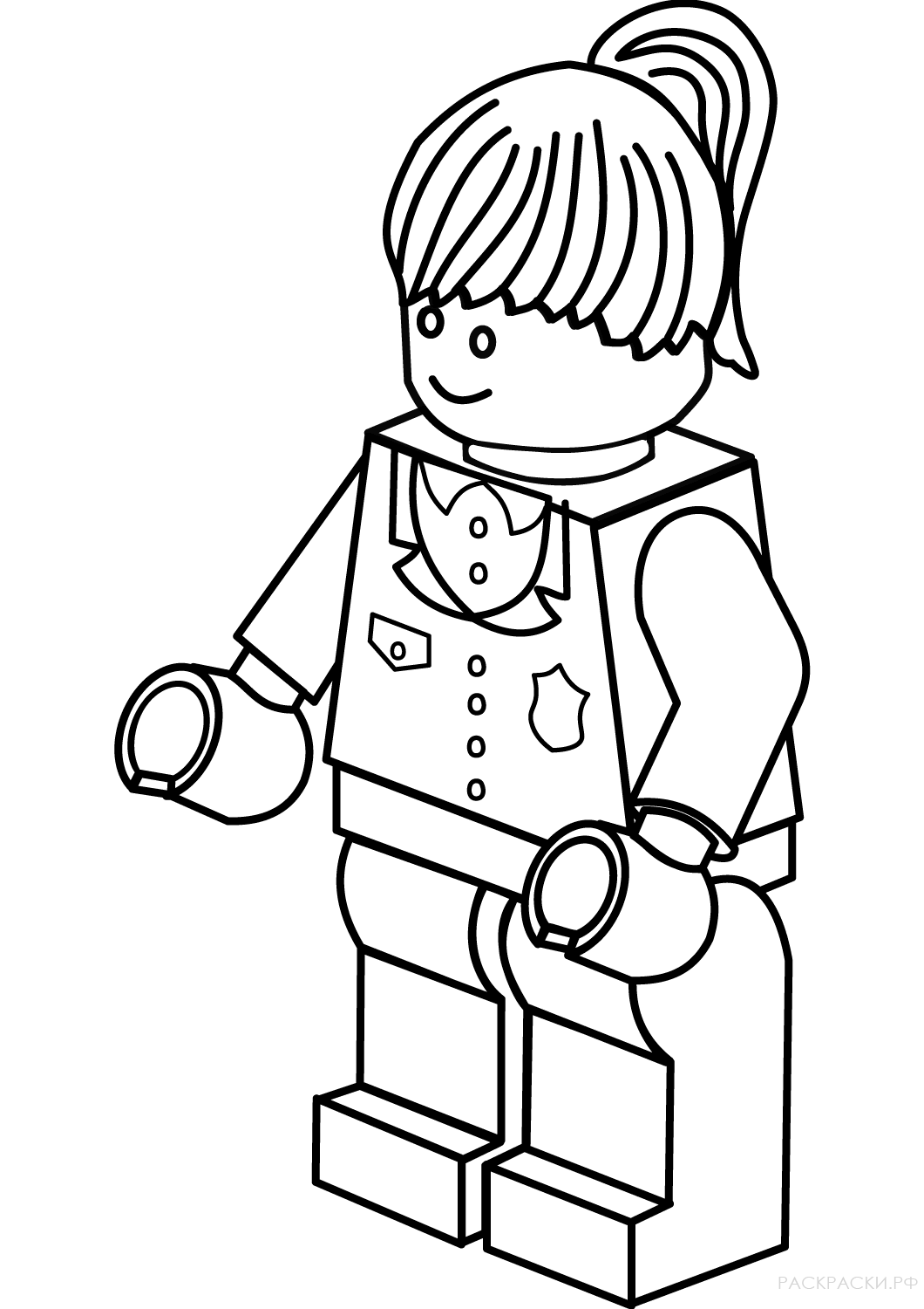 Раскраска Лего Женщина Полицейский