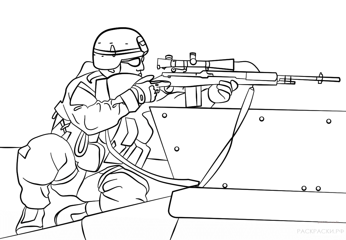 Раскраска Военный снайпер