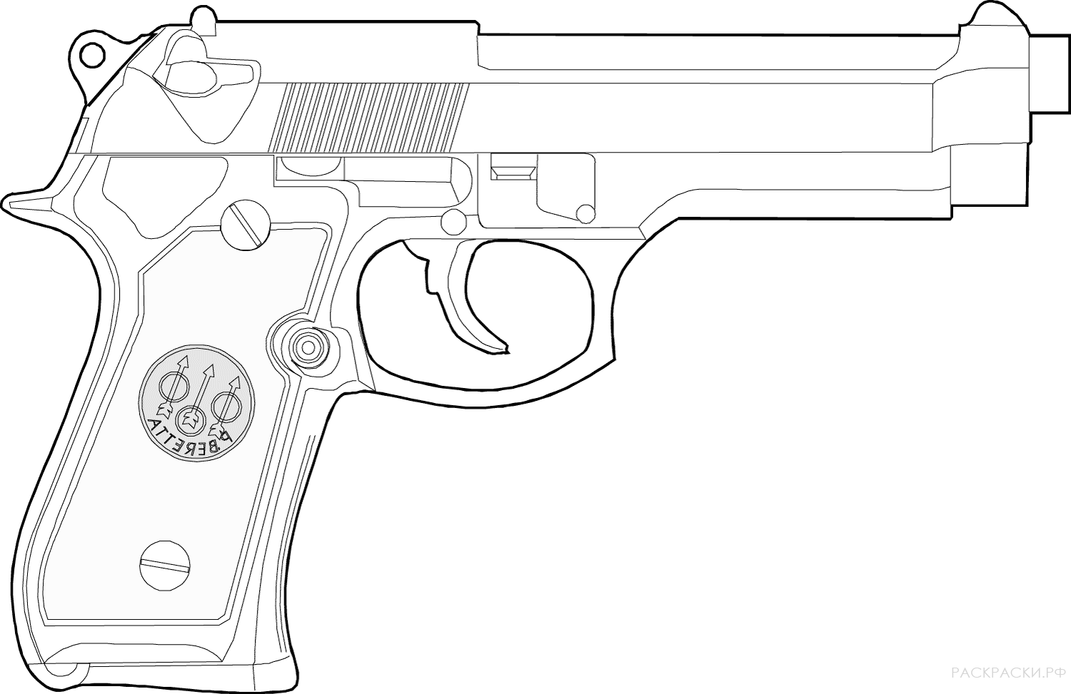 Военная Раскраска Пистолет Beretta 2