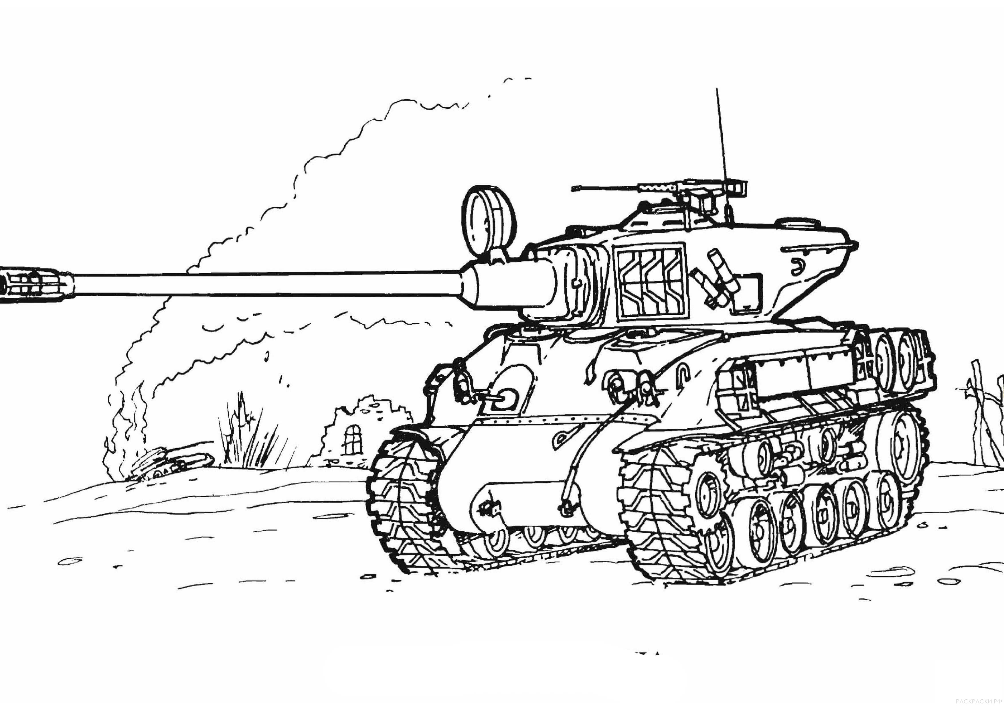 Раскраска Танк «Шерман M-51»
