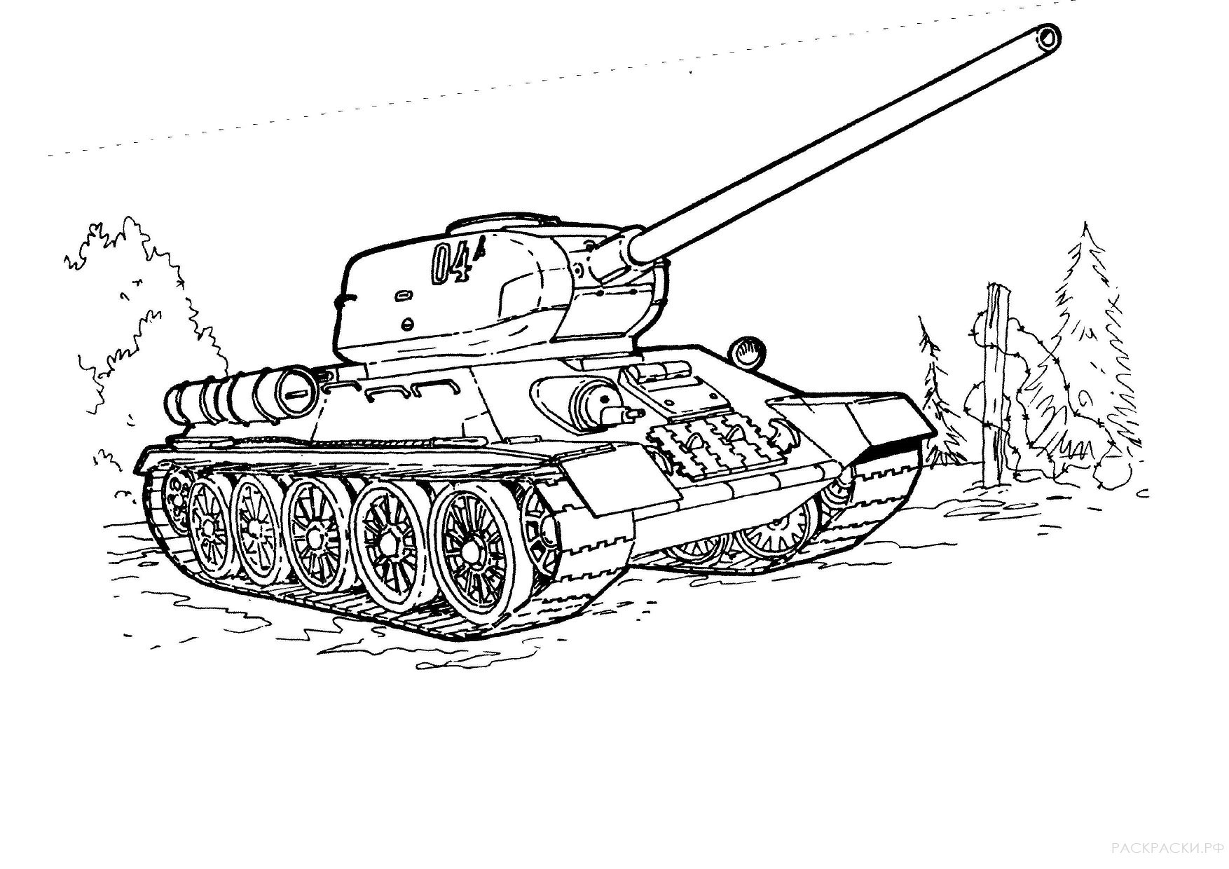 Раскраска Советский танк T 34