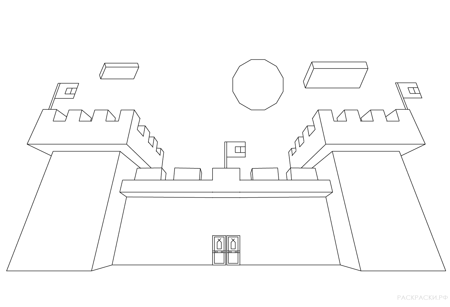 Раскраска Замок из Майнкрафт