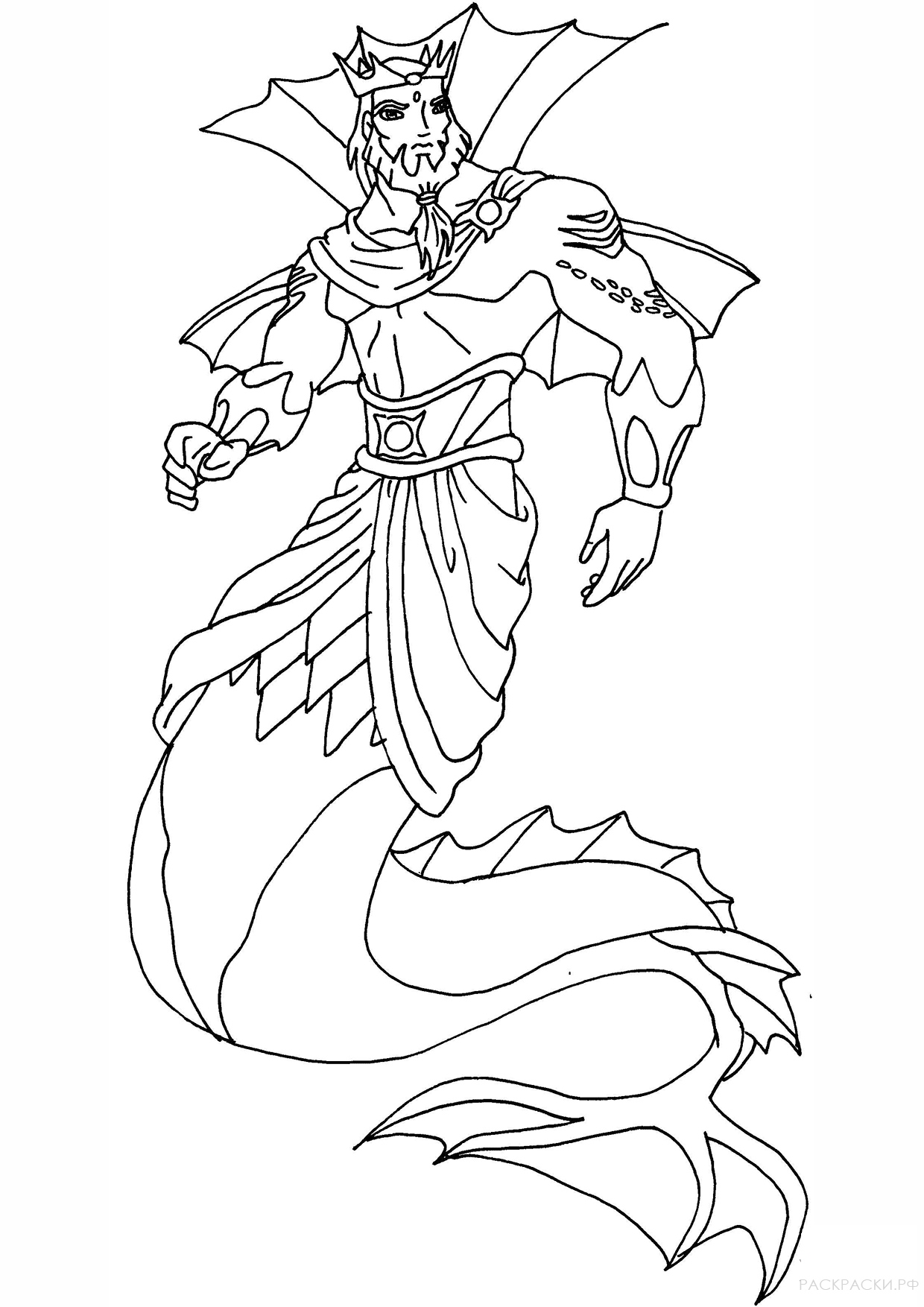 Раскраска Король Нептун из Клуба Винкс