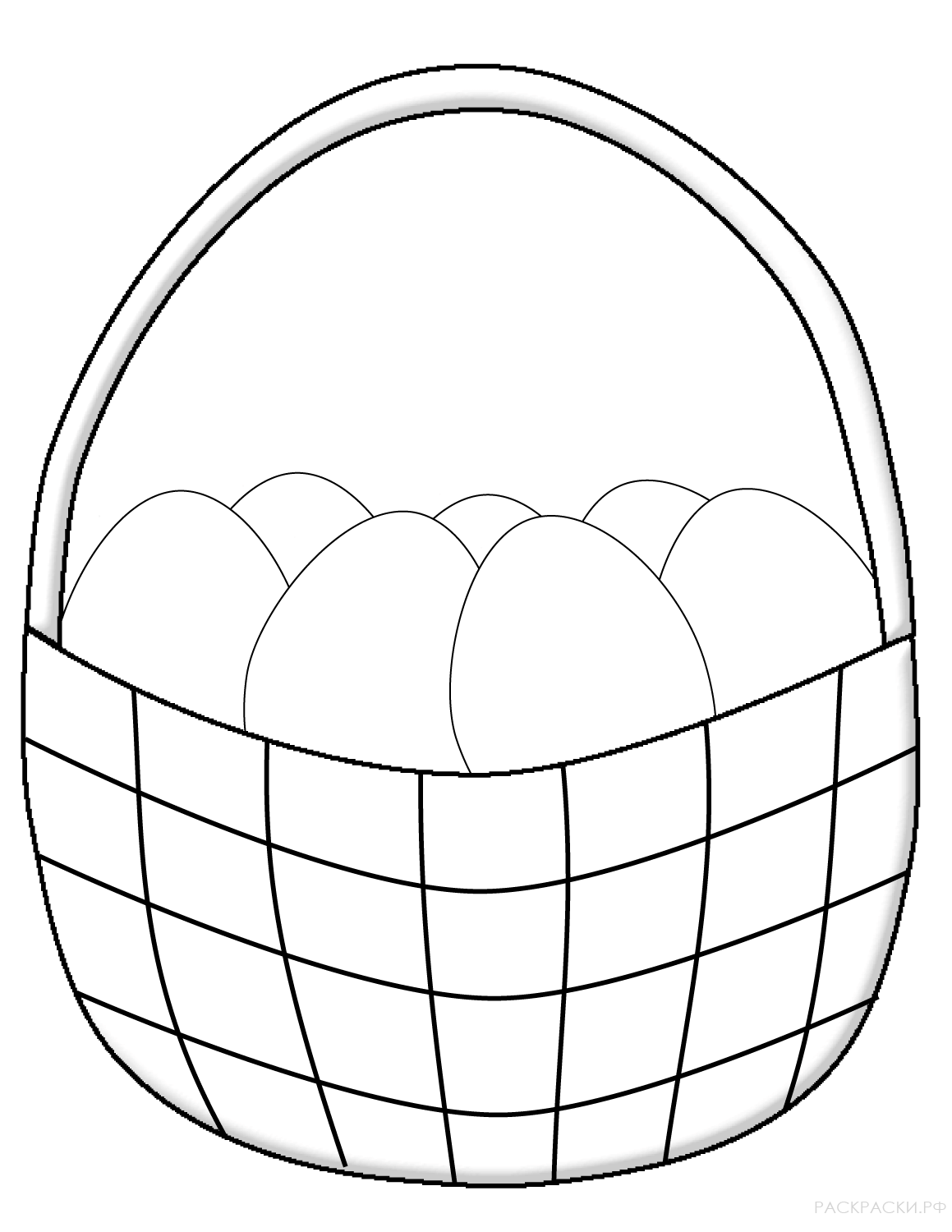 Раскраска Пасхальная корзинка с яйцами