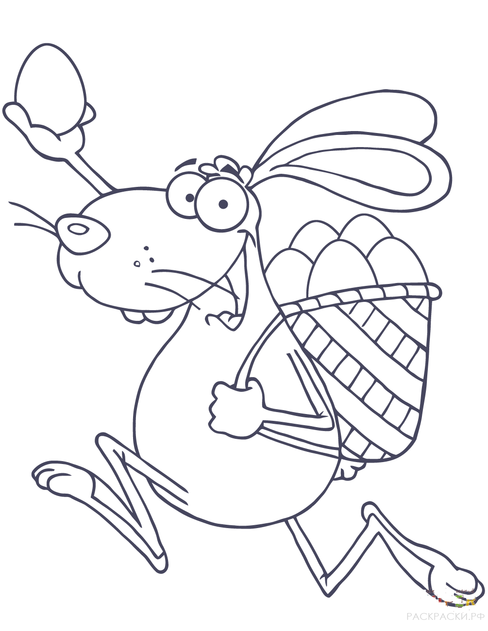 Раскраска Счастливый пасхальный кролик