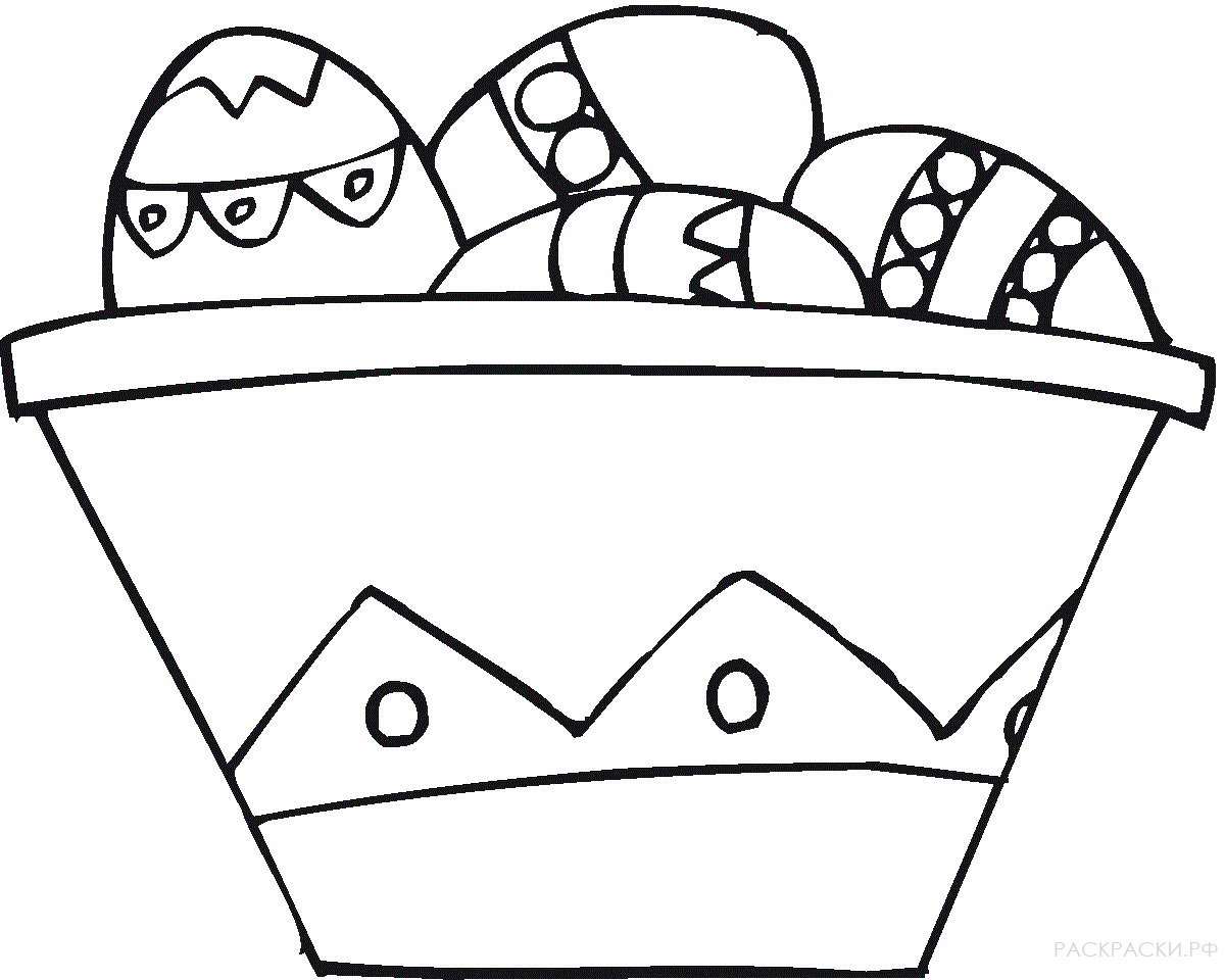 Раскраска Пасхальная корзинка с яйцами 6