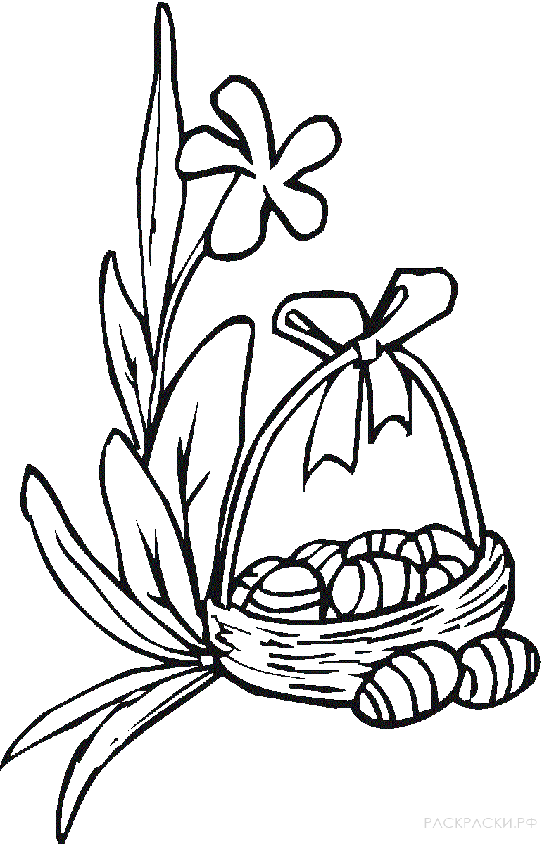 Раскраска Пасхальная корзинка с яйцами 8