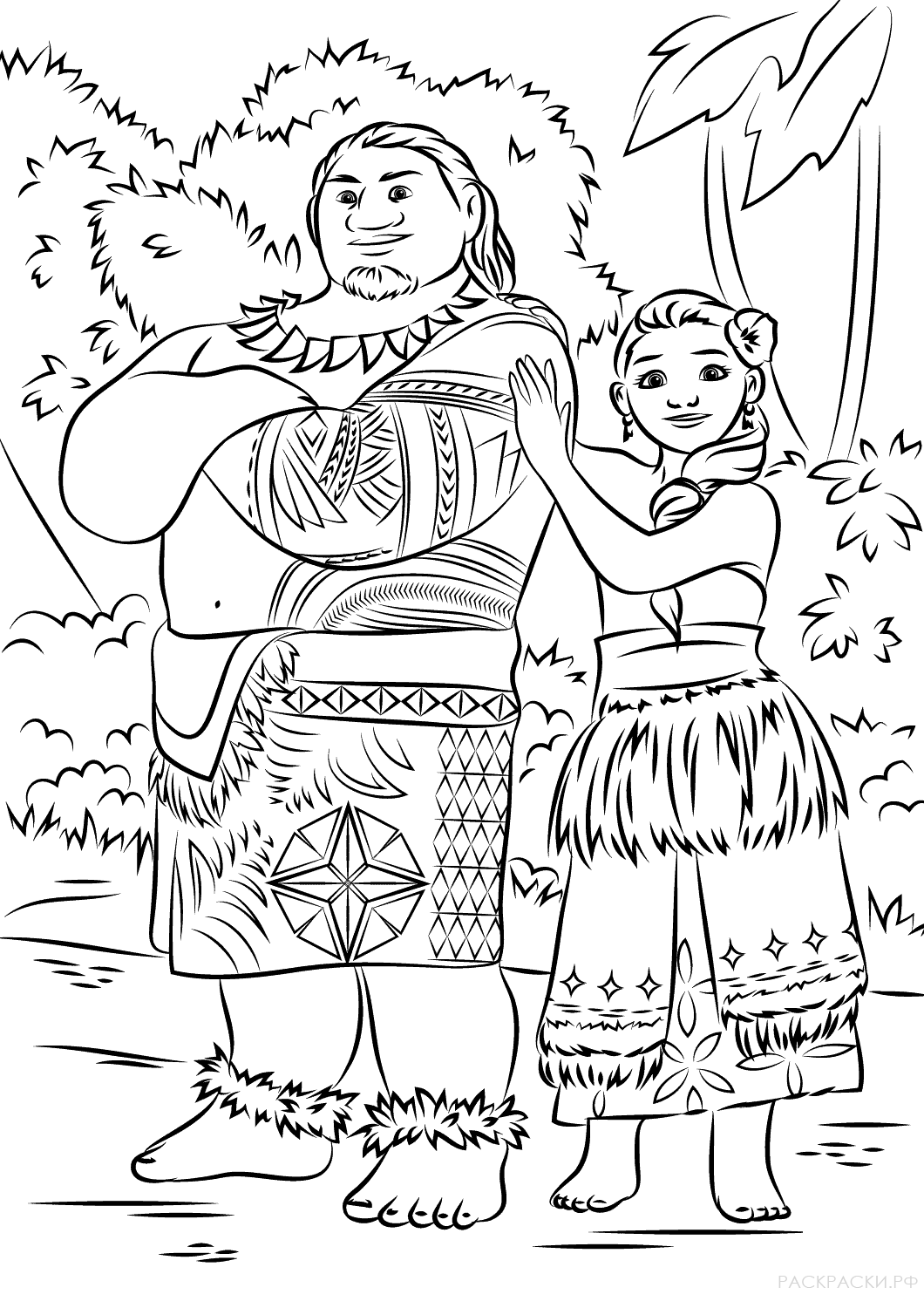 Раскраска Туи и Сина из Моаны