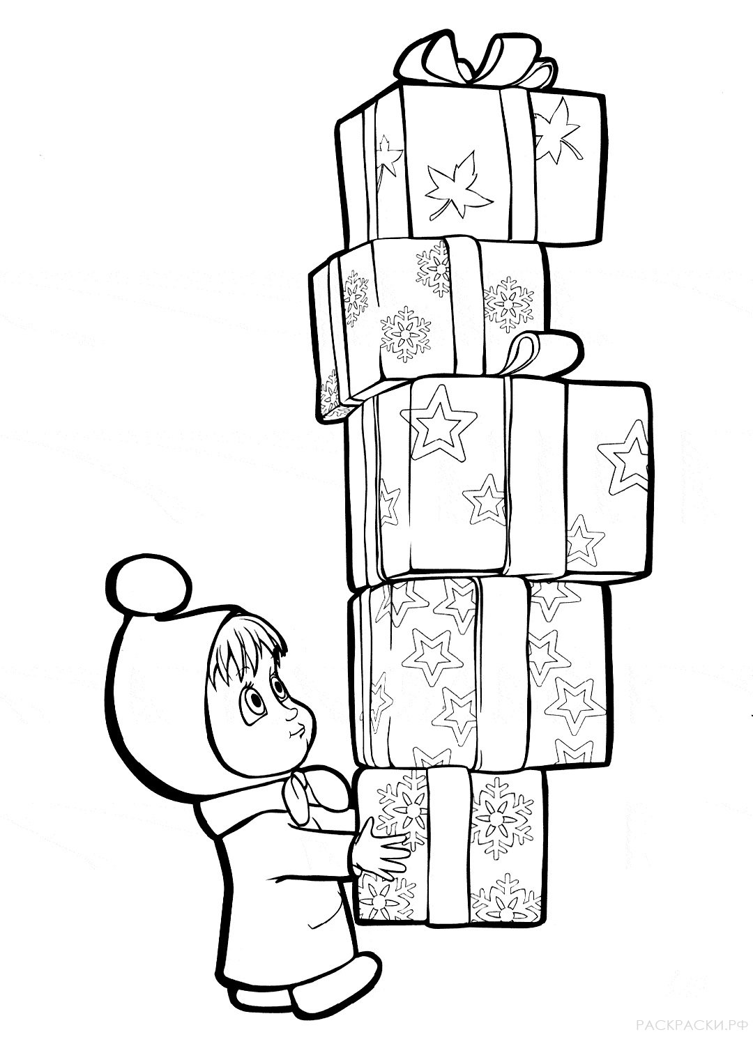 Раскраска Маша и Медведь "Подарки"