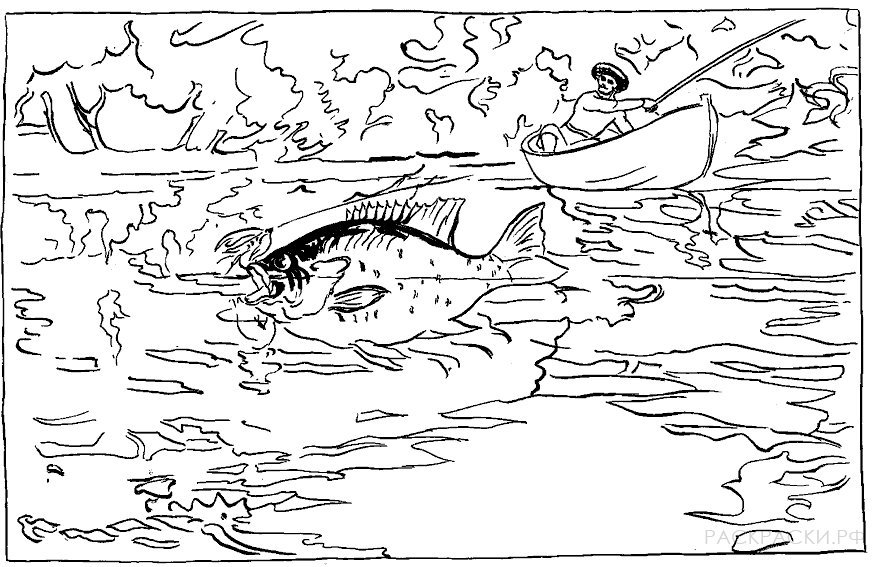 Раскраска для мальчиков Рыбак в лодке пойма карася