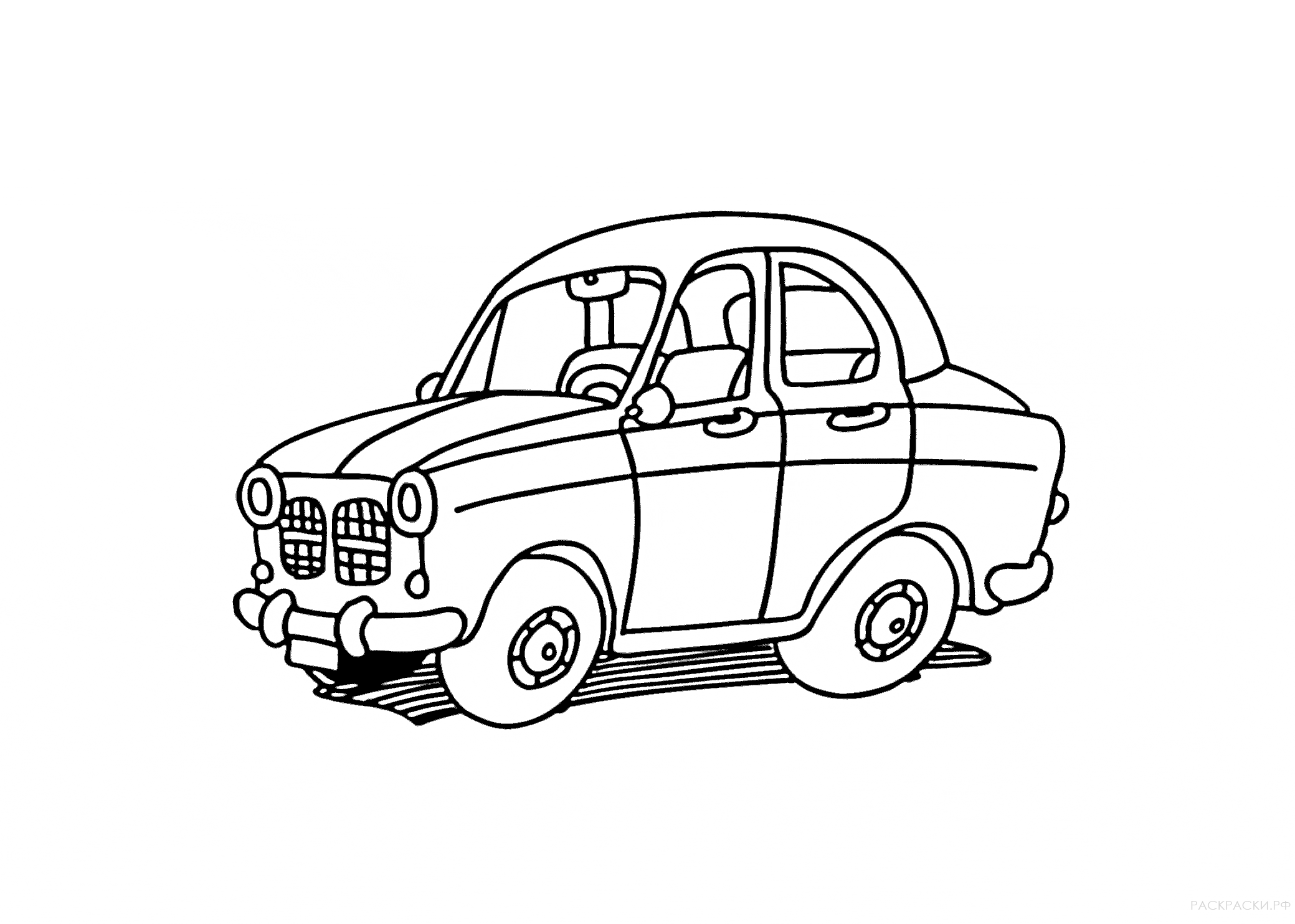 Раскраска пятидверная маленькая машина