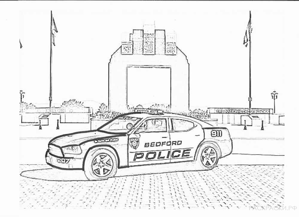 Раскраска Полицейская машина в Америке