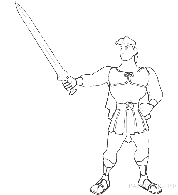 Раскраска для мальчиков Римлянин с мечём