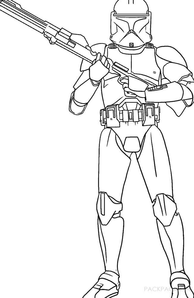 Раскраска Звёздные Войны Солдат с винтовкой