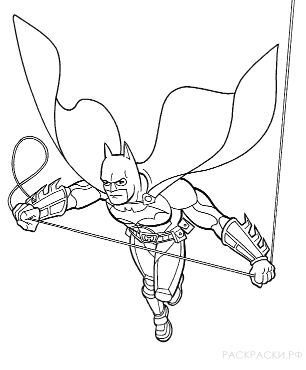 Раскраска для мальчиков Бэтмен и верёвка
