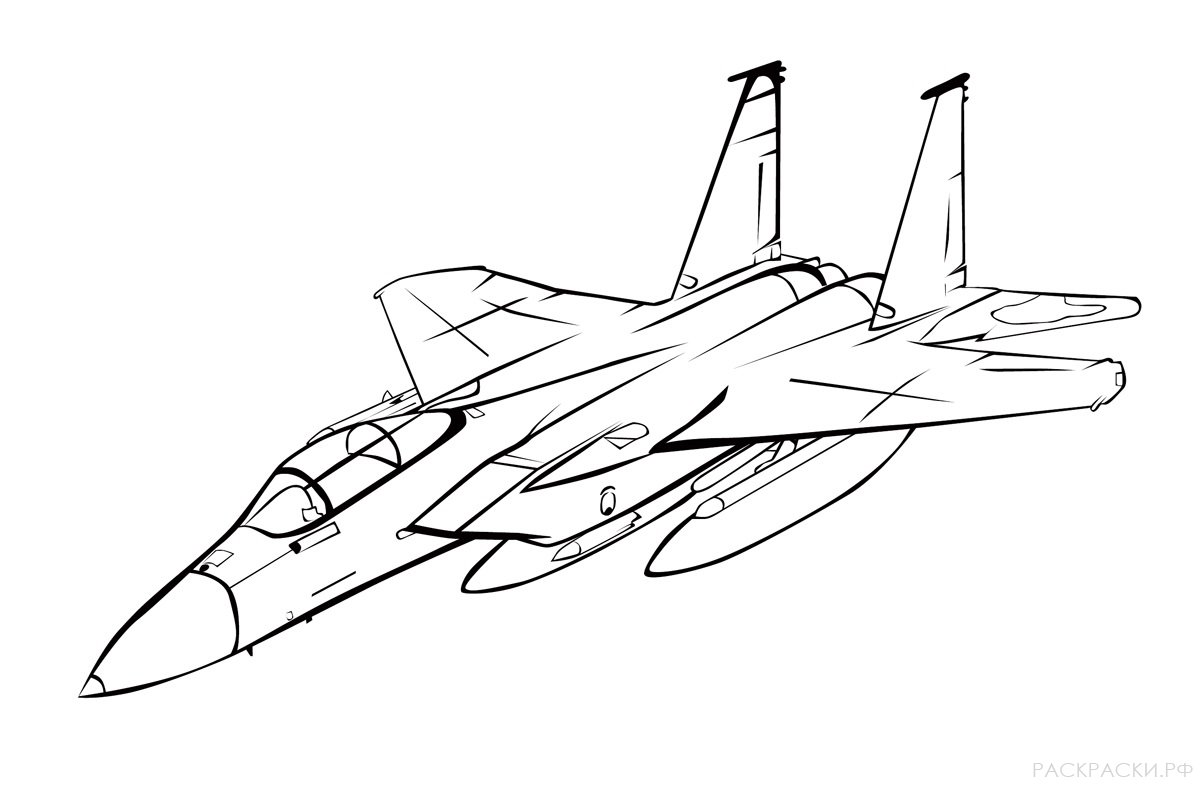 Раскраска Самолёт F-15 Игл