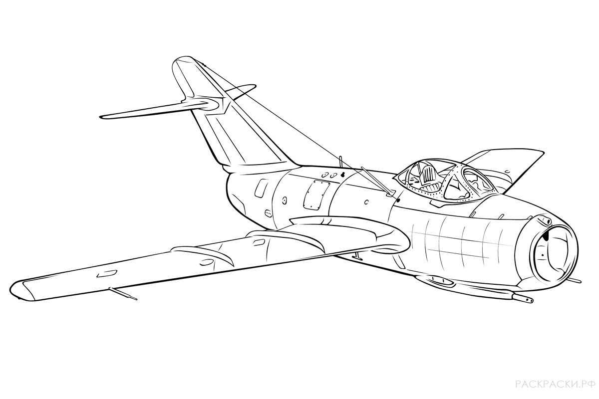 Раскраска Самолёт МИГ-15