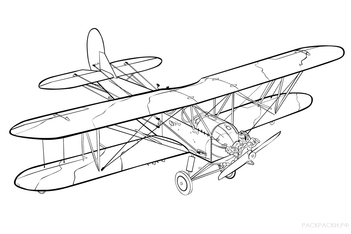 Раскраска Самолёт ПО-2