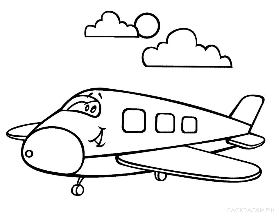 Раскраска Самолёт Летит в Облаках