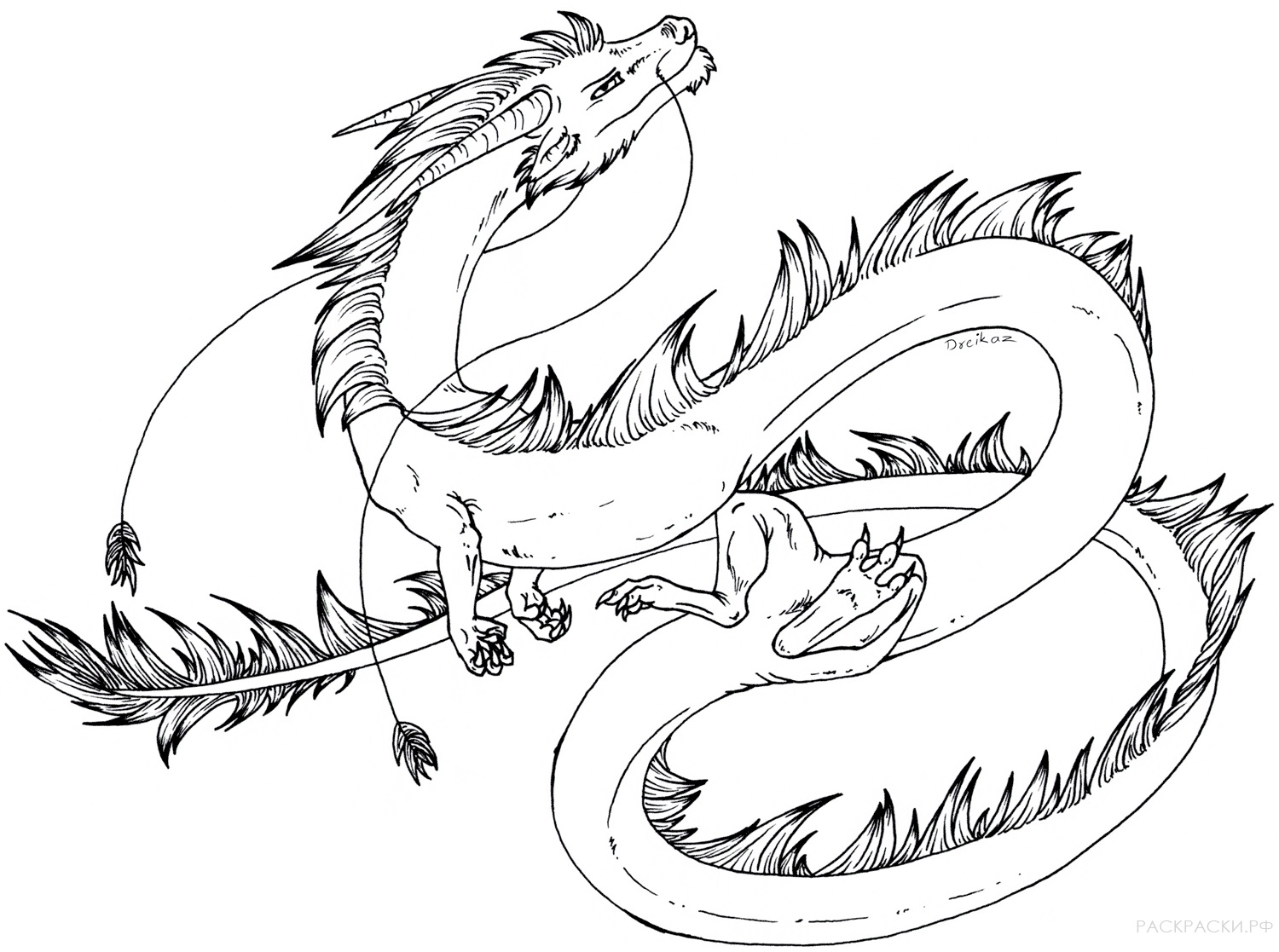 Раскраска Восточный дракон