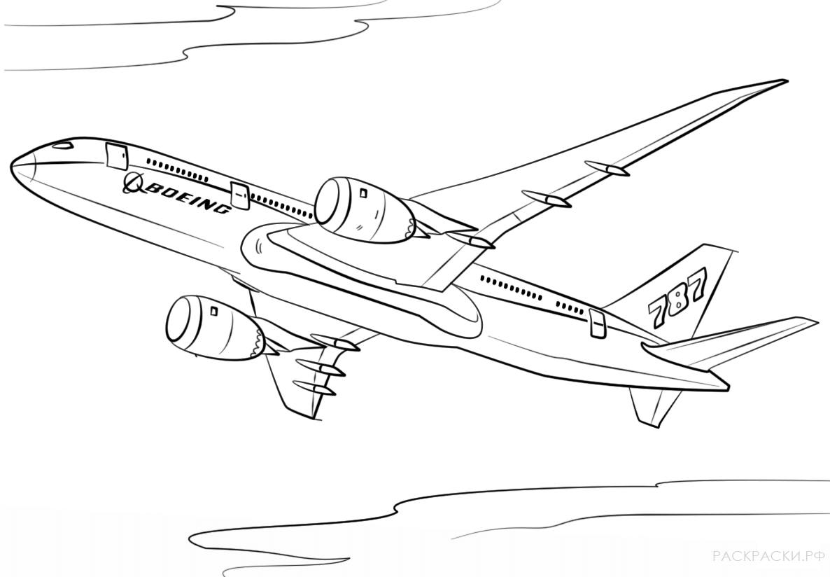 Раскраска Самолёт Боинг 787