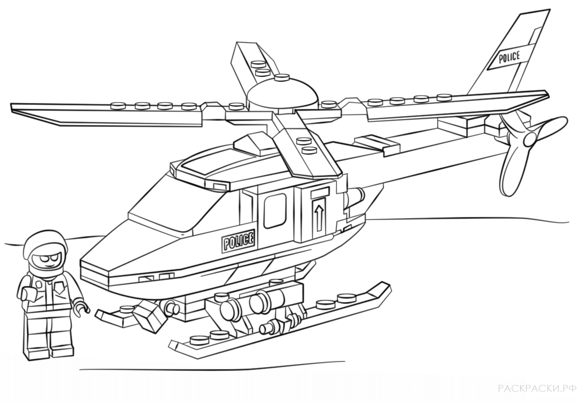 Раскраска Лего Полицейский вертолет