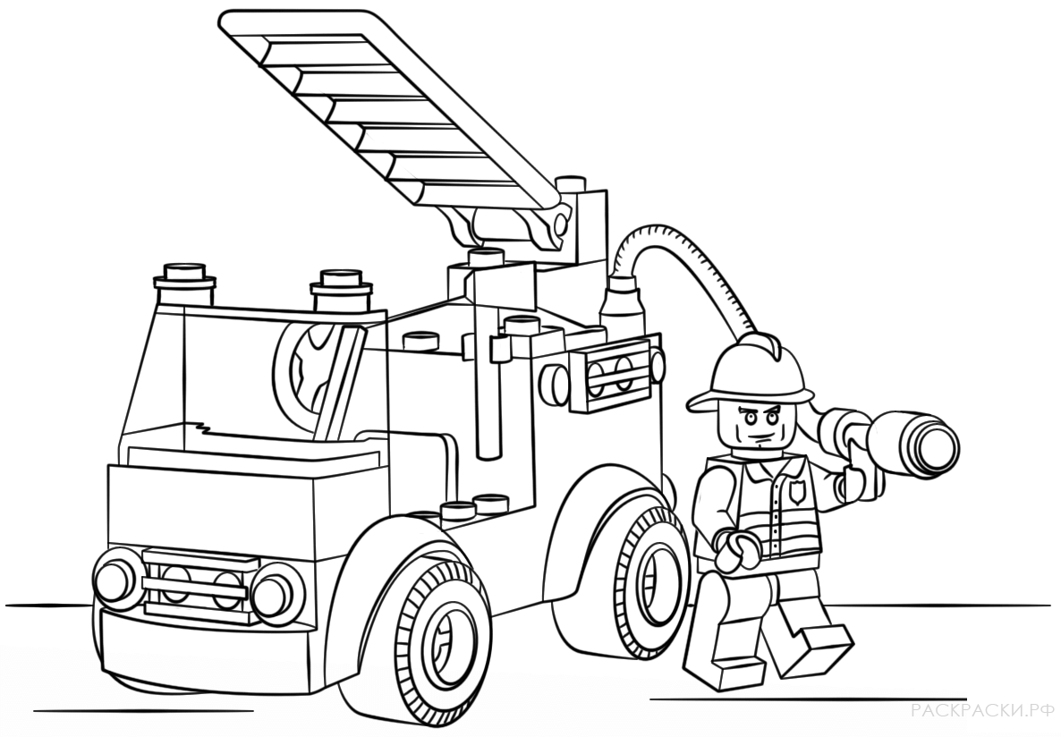 Раскраска Лего Пожарная машина