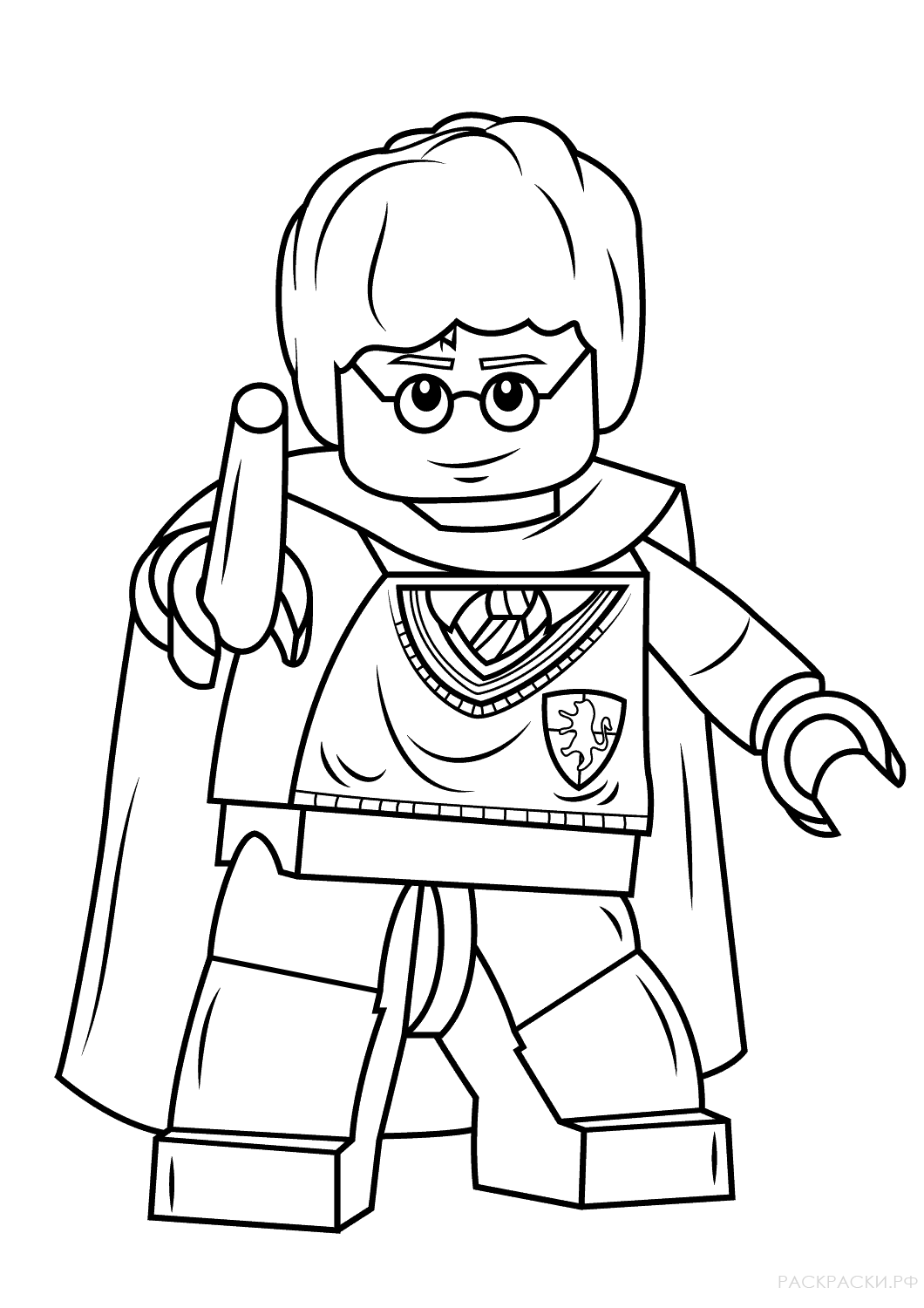 Раскраска Лего Гарри Поттер с волшебной палочкой