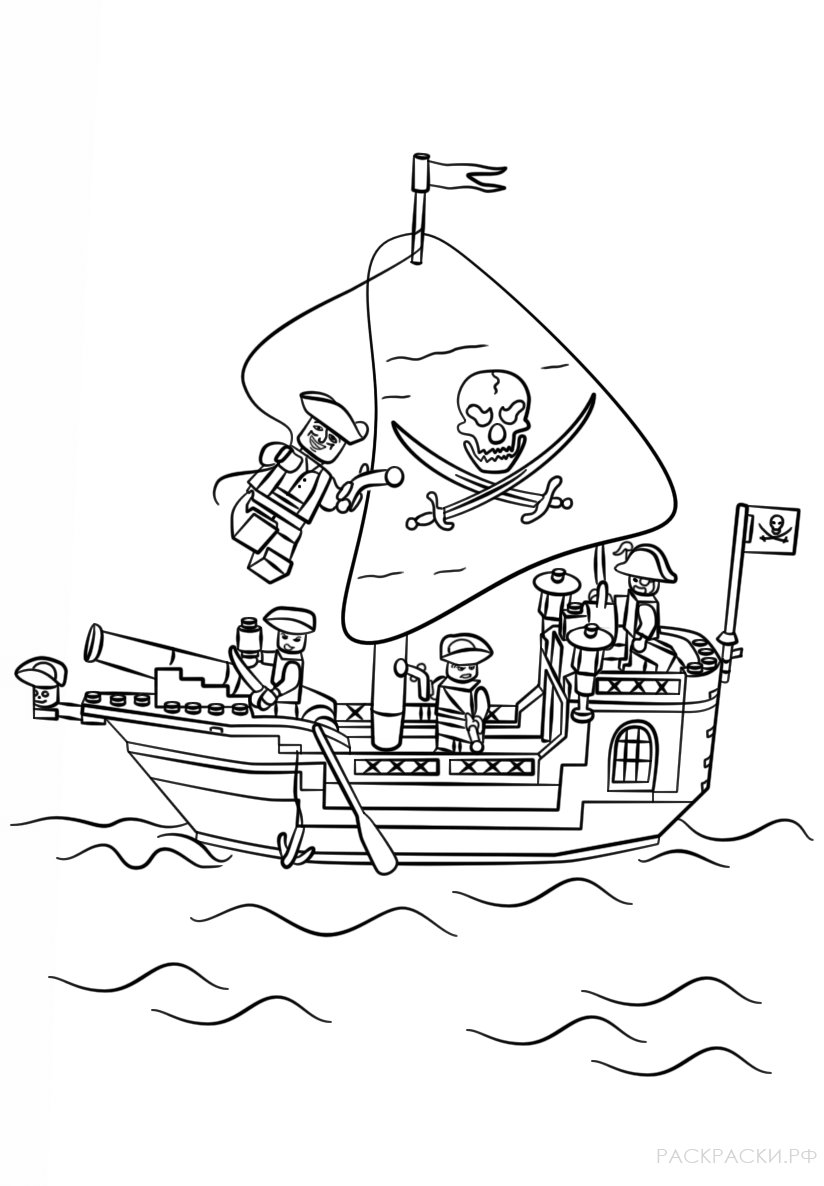 Раскраска Лкго пиратский корабль
