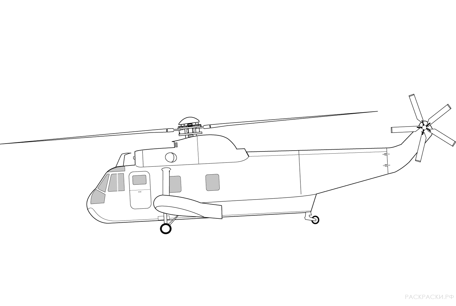 Раскраска Военный вертолёт Сикорский SH-3 Си кинг
