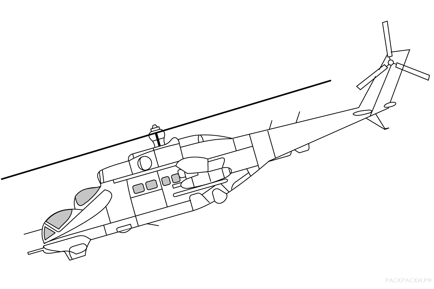Раскраска Ударный военный вертолёт Ми-24