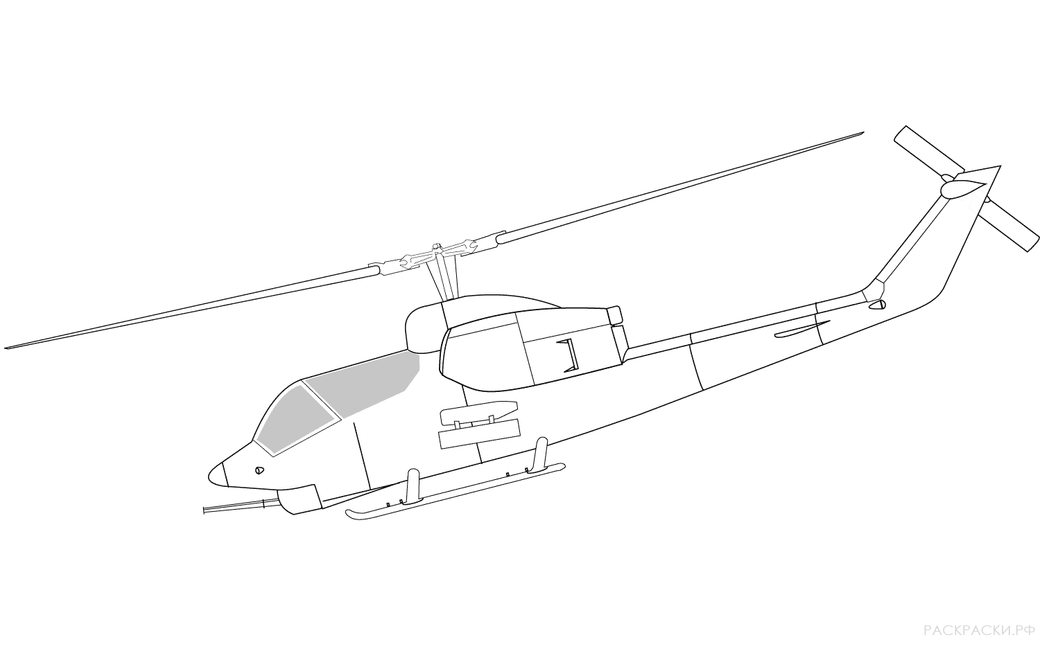 Раскраска Военный вертолёт Белл AH-1 «Си Кобра»