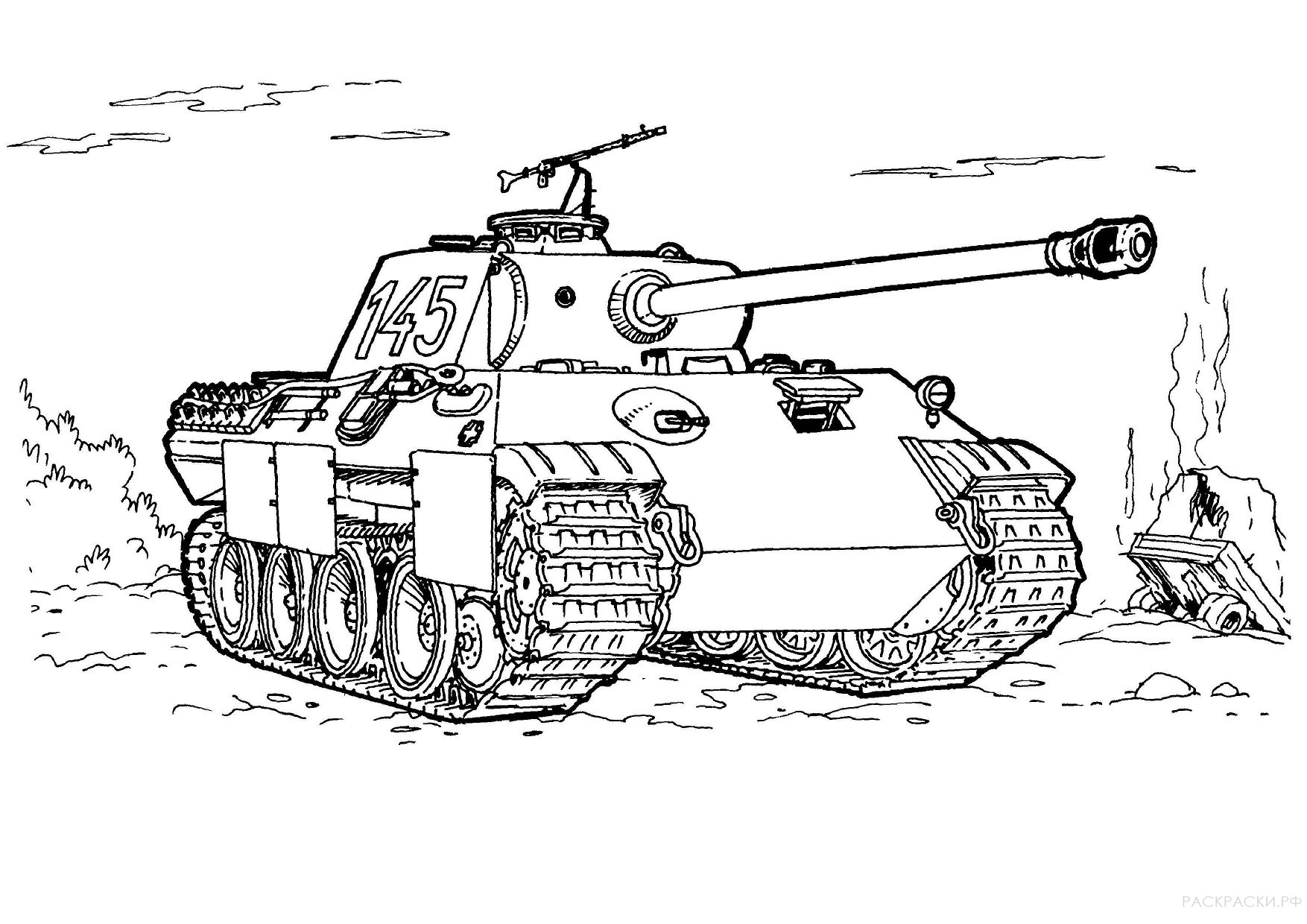 Раскраска Немецкий танк Пантера