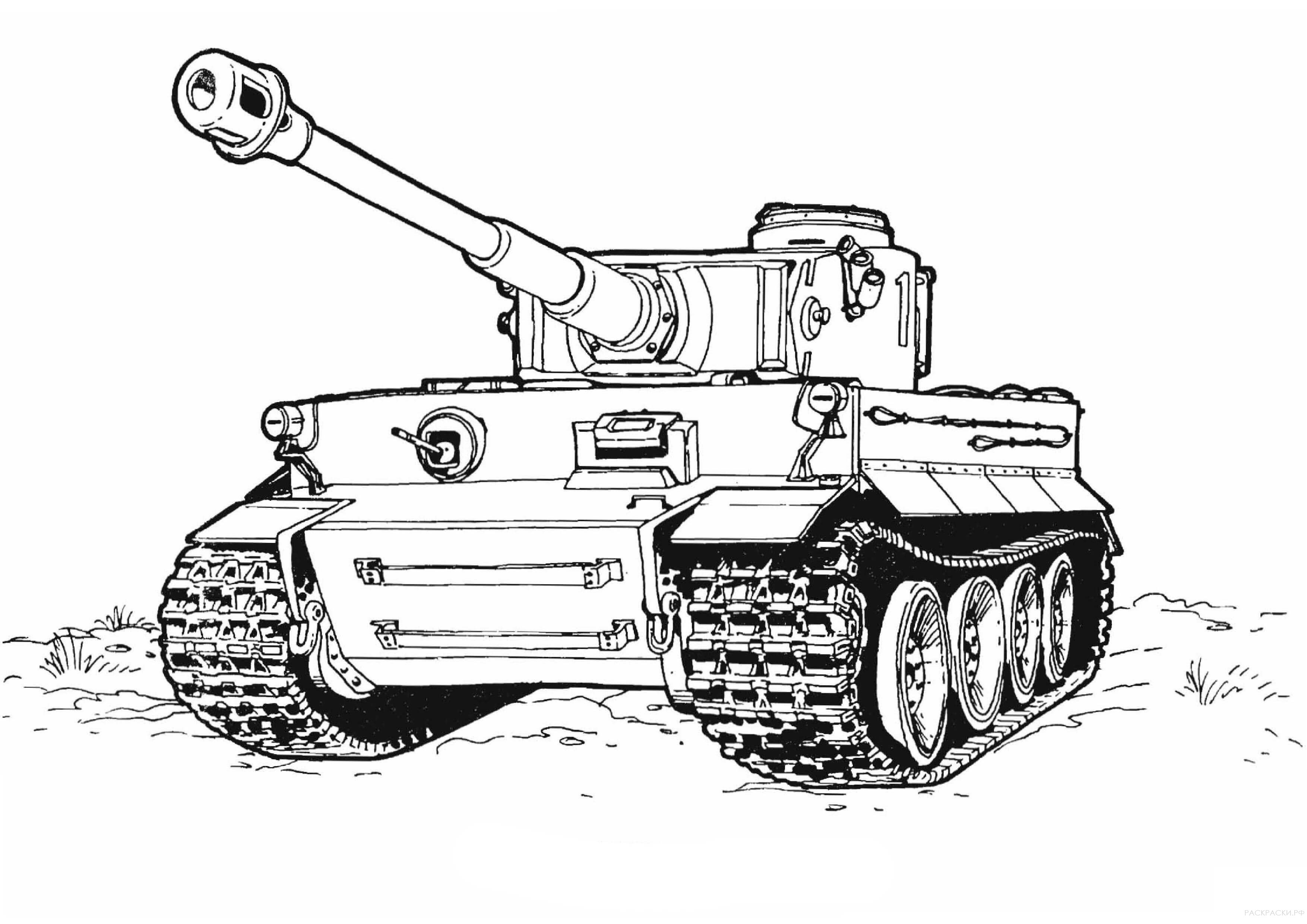 Раскраска Немецкий танк "Тигр"