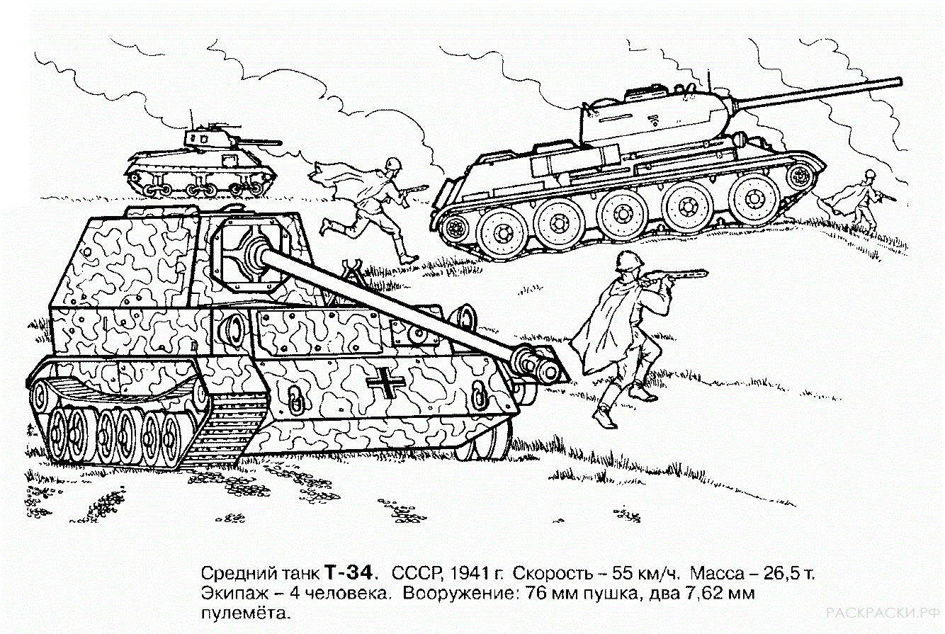 Раскраска танк Т-34
