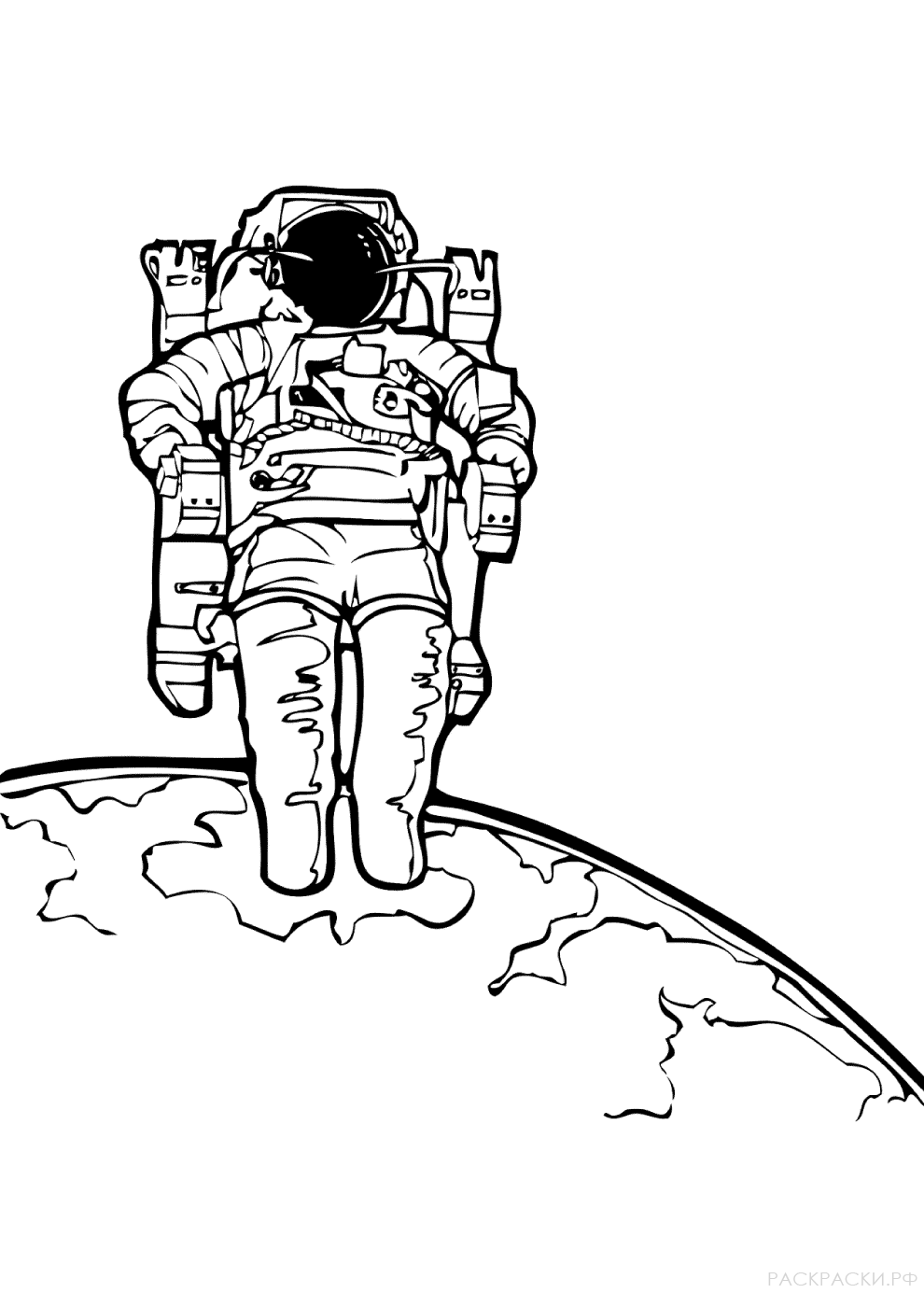 Раскраска Астронавт в открытом космосе 2