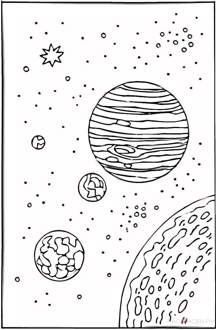 Раскраска Юпитер и другие планеты