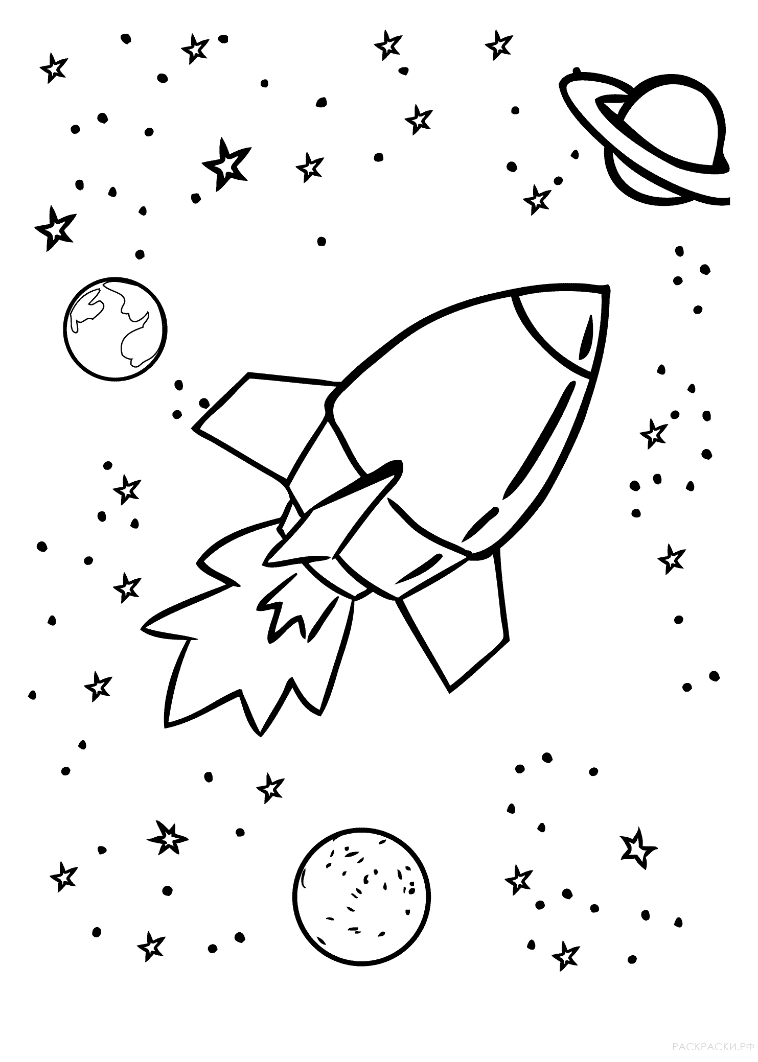 Рисунок на день космонавтики раскраска