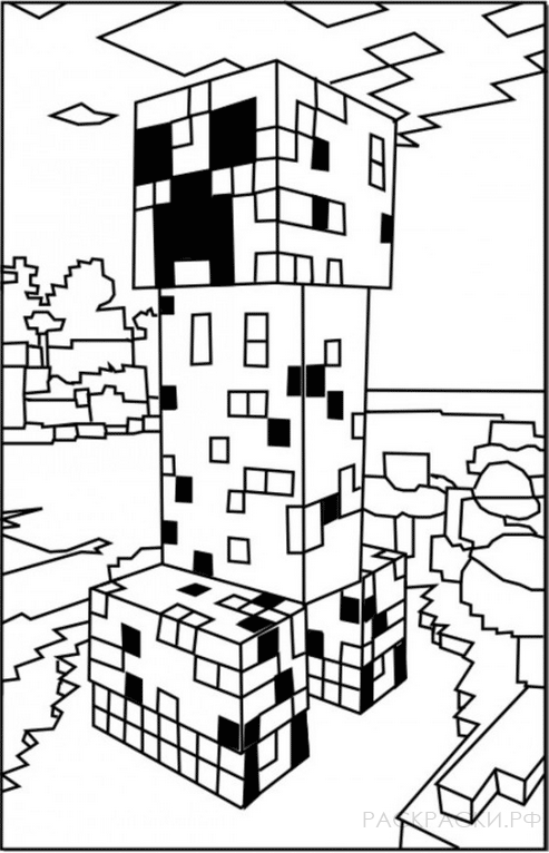 Раскраска Башня из игры майнкрафт