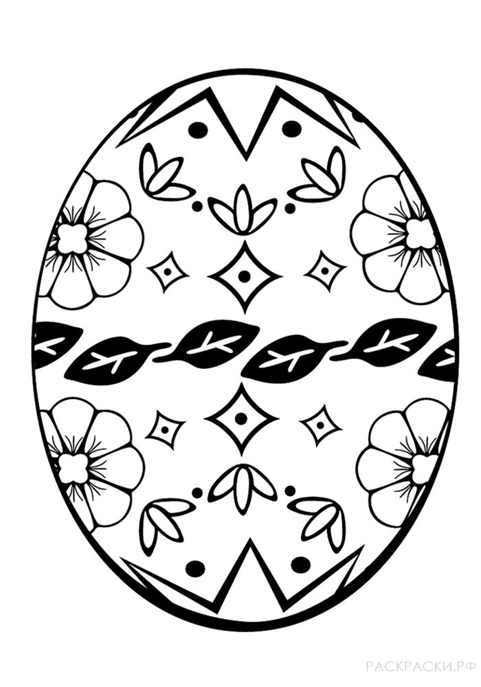 Раскраска Пасхальное яйцо с цветами