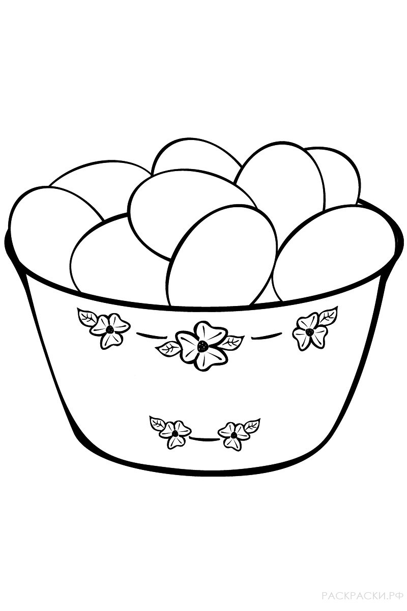 Раскраска Миска пасхальных яиц