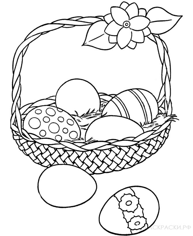 Раскраска Корзина пасхальных яиц 2