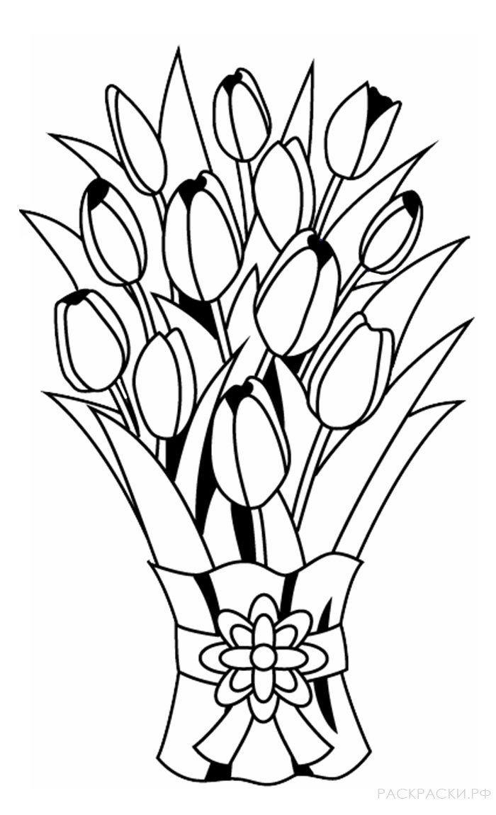 Раскраска Букет тюльпанов