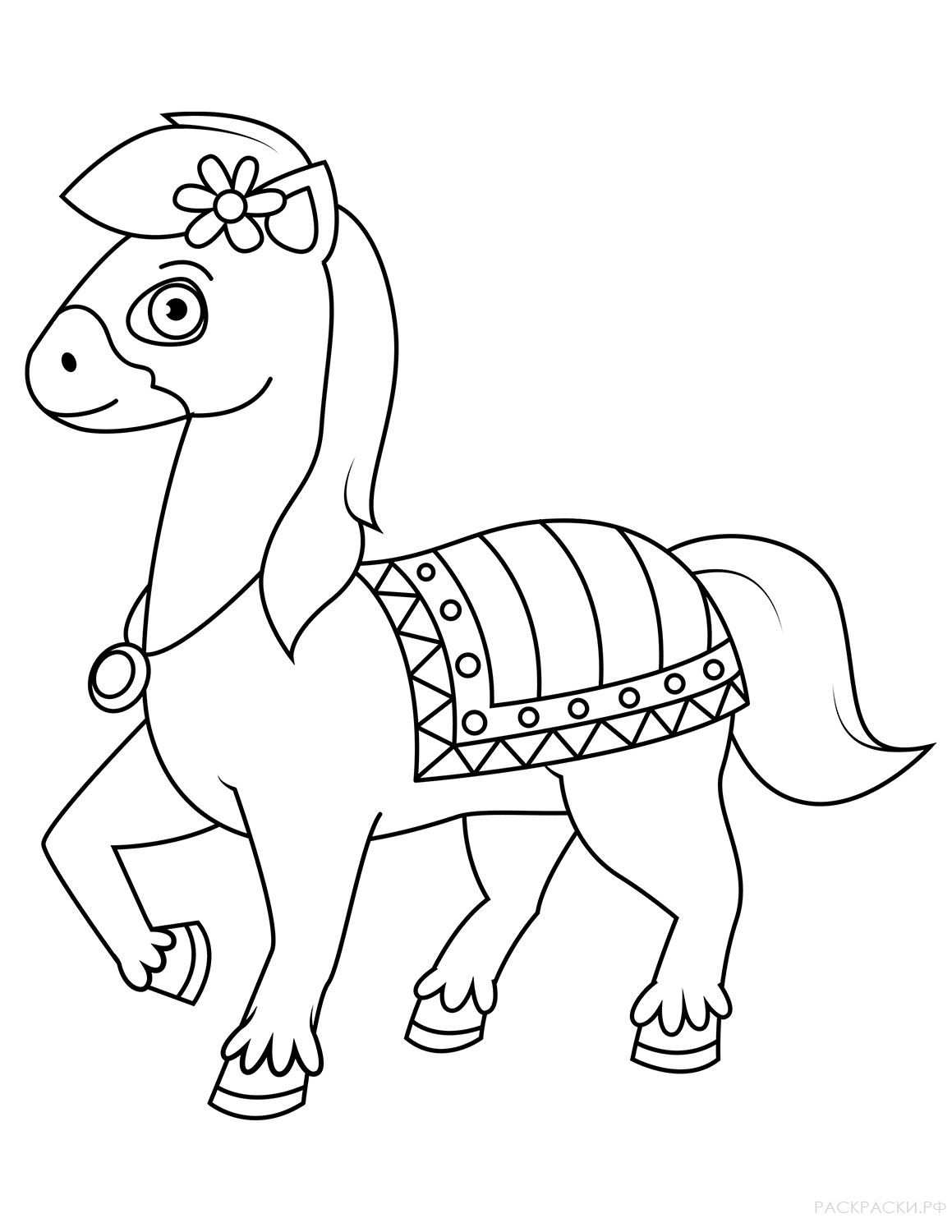 Раскраска Милая мультяшная лошадь